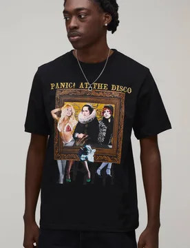 Men's Regular Panic At The Disco License Print T-Shirt Black Size Medium Black M - boohooMAN - FashionsVida