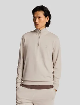 Men's Superfine Cotton 1/4 Zip Sweatshirt in Grey - Lyle & Scott - FashionsVida