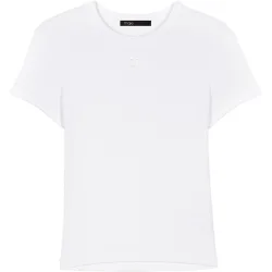 Camiseta de mujer de canalé con bordado
