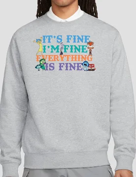 Inside Out 2 Joy Its Fine Im Fine Sweatshirt - Grey - Size: S - Disney - FashionsVida