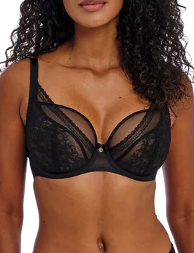 Womens Sydnie High Apex Plunge Bra - Black Polyamide - Size 30d - Freya - FashionsVida