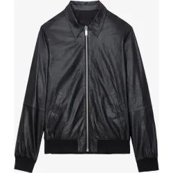 Zadig & Voltaire - Cazadora de piel de hombre reversible mate con cremallera