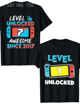 Level 7 Unlocked Awesome Since 2017 7th Birthday Gaming T-Shirt Gamer 7 Year Old Birthday Gift Video Game Lovers Tee Fashion Top - Aliexpress - FashionsVida