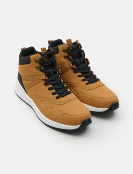 Sneakers sportive alte in similpelle - ambra