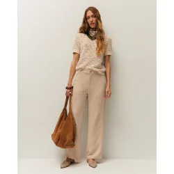 Pantalón recto de mujer con goma y bolsillos laterales