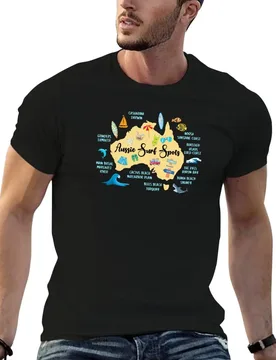 Aussie Surf Spots Australian Surfing Map Design T-Shirt t shirt for man t shirt man plain cotton t shirt man T-shirt - Aliexpress - FashionsVida