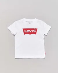T-shirt Levi's bianca mezza manica con logo batwing rosso