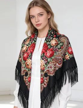 Women's cape ethnic style cheongsam shawl outer scarf Russian printed scarf wrapped headscarf Poncho 110*110CM P1 - Aliexpress - FashionsVida
