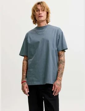 Pure Cotton Crew Neck T-Shirt Blue male - Jack & jones - FashionsVida