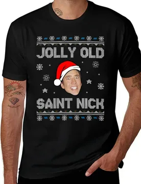 Jolly Old Saint Nick Nicolas Cage Christmas T-Shirt t shirts for man pack white man t shirt heavy cotton T-Shirt - Aliexpress - FashionsVida