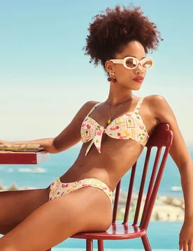 Positano Printed Wired Sweetheart Bikini Top (B-F) Ivory Mix female - Boux Avenue - FashionsVida