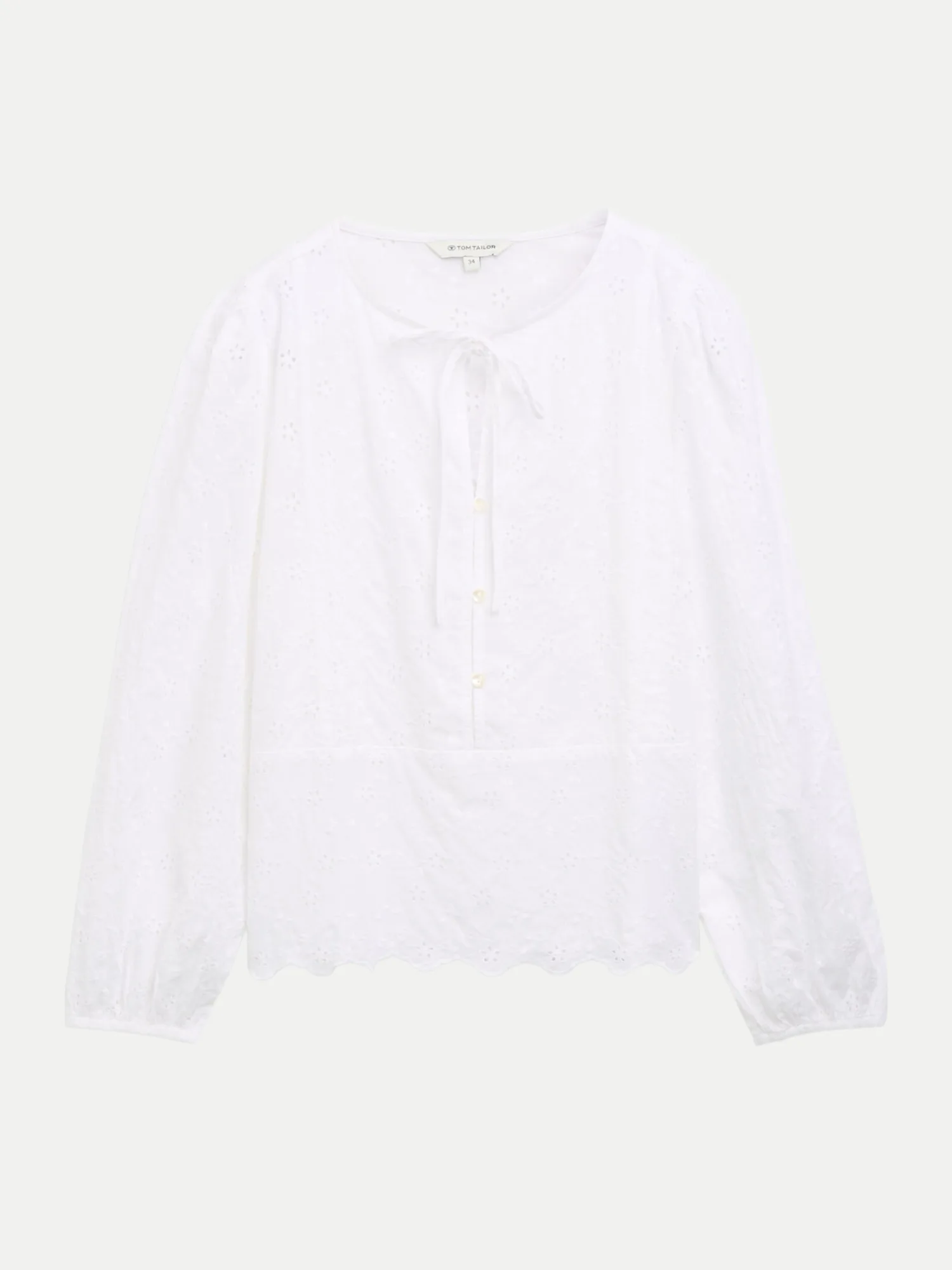 Blouse schiffli longsleeve Weiß 44 - Tom Tailor Casual - FashionsVida