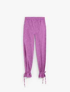 Pantalón recto de mujer en tejido jacquard con lazada al tobillo - Scalpers - FashionsVida