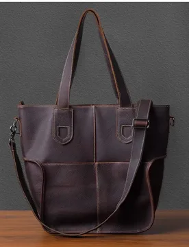 Large Capacity Vintage Genuine Leather Men's Tote Bag Casual Simple Cowhide Oversized Shopping Shoulder Bag Luxury Big Handbag - Aliexpress - FashionsVida