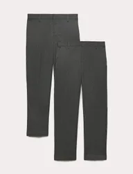 Pack Boys' Slim Leg School Trousers (2-18 Yrs) Grey male