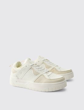 Herren PU-Panel Detail Chunky Sole Sneaker White Größe 8