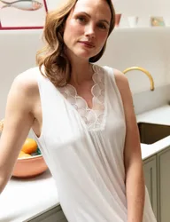Modal Rich V-Neck Nightdress White female