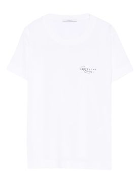 Stamp Print Cotton Crew Neck T-Shirt