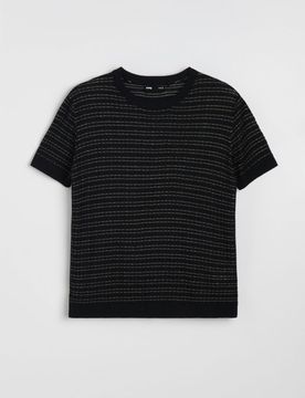 Blusa in maglia con filo metallico, in viscosa - nero