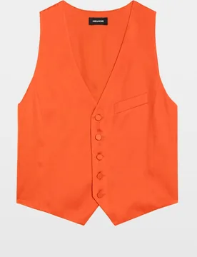 Zadig & Voltaire - Chaleco de mujer sin mangas de satén japonés abotonado - Zadig & Voltaire - FashionsVida