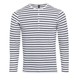 Unisex Mens Long John Roll Sleeve Tee (White/navy) - Size 3xl