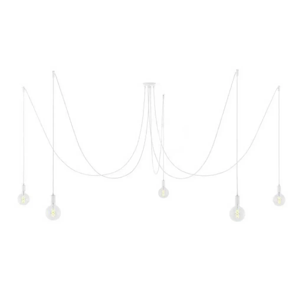 Cables Suspension Luminaire Spider 5 Falls With Light Bulb White One Size - Creative - FashionsVida