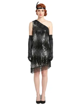Er Jahre Pailletten-Kleid Damenkostüm schwarz-silber - KARNEVAL-MEGASTORE - FashionsVida