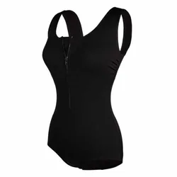 Zip Front Swimsuit Still Black AUS 16 Women