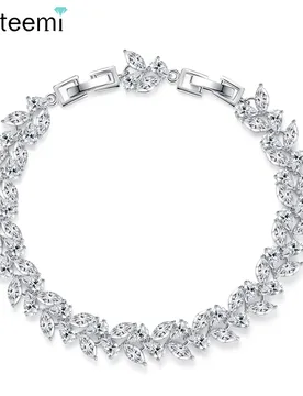 LUOTEEMI Luxury Leaves Crystal Cubic Zirconia Tennis Adjustable Bracelets for Women New In High Quality Bridal Wedding Jewelry - Aliexpress - FashionsVida