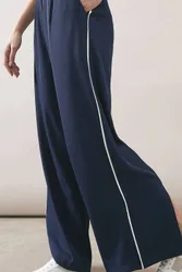 Women's Contrast Stripe Split Trouser in Navy Size: 8 - Navy - Size: 8