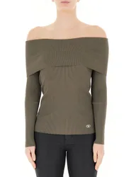 Maglia scollo bardot LIU JEANS VERDE MILITARE S