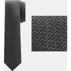 Caja de regalo de hombre con corbata lisa y pañuelo con logo en monograma