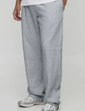 Herren Hohe Basic Jogginghose Mit Geradem Bein Grey Marl Größe XL - boohooMAN - FashionsVida
