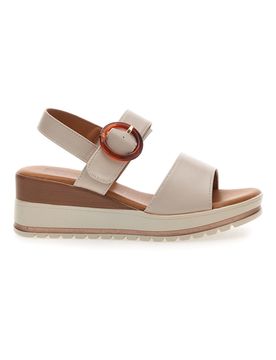 Sandali Nude con Zeppa Bianca a Contrasto BR1962 38