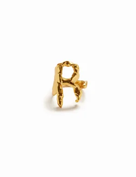 Bague lettre R plaquée or Zalio MATERIAL FINISHES L female - Desigual - FashionsVida