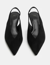 Kitten Heel Pointed Slingback Shoes Black female