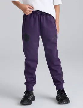 Manchester United x Kids Z.N.E. Tapered Tracksuit Bottoms Purple 9-10Y - Adidas - FashionsVida