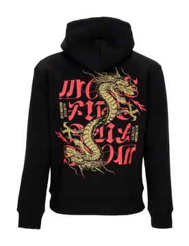Felpa Cappuccio Uomo More Fire Hoodie Black - Doomsday - FashionsVida
