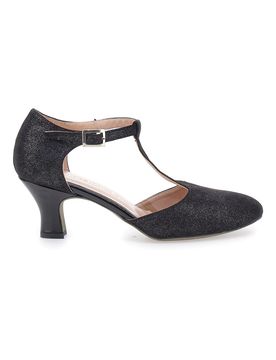 Scarpe da ballo nere con cinturino e tacco medio 6334 36