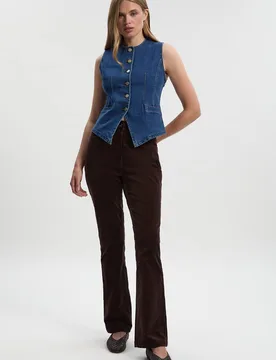 Stretch Cord Kickflare Jean - Chocolate - Size: 6 - Karen millen - FashionsVida