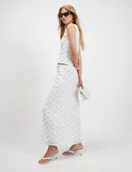 Polka Dot Maxi Pencil Skirt White Mix female