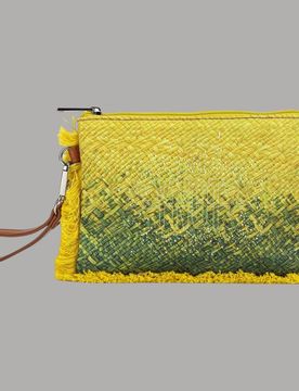 Pochette Macao XS in Nylon effetto intrecciato con zip e laccio