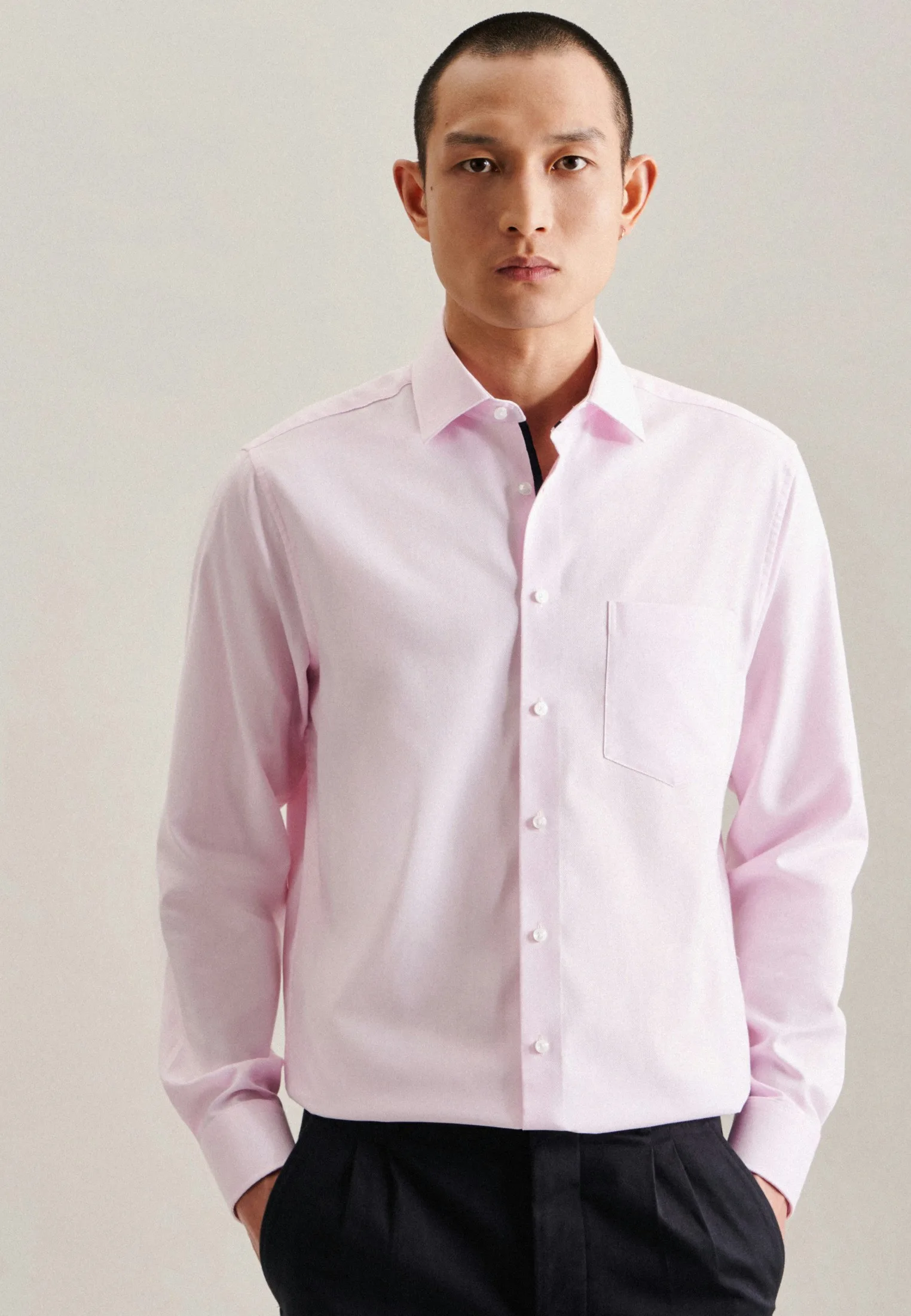 Regular Business Hemd Struktur Rosa/Pink 46 - Seidensticker.com - FashionsVida