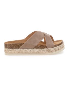 Ciabatte Beige Fasce Incrociate Sottopiede in Pelle S11Y281 41