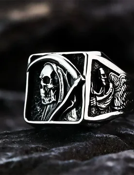 Santa Muerte Stainless Steel Ring Our Lady of Holy Death Mexican Grim Reaper Jewelry for Men Día de Muertos - Aliexpress - FashionsVida