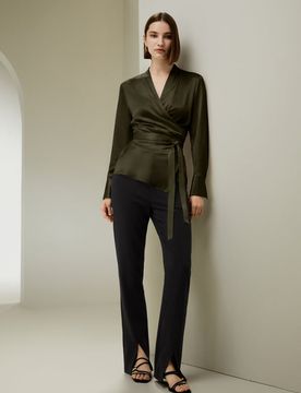Donna Camicetta Seta Elegante Avvolgente 40