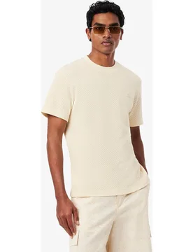 Camiseta de hombre de algodón de encaje en marrón de manga corta - Lacoste - FashionsVida