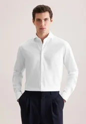 Regular Jerseyhemd Uni Weiß 43