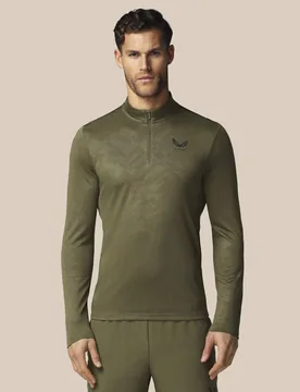 All Over Print Half Zip Training Top Dark Khaki male - Castore - FashionsVida