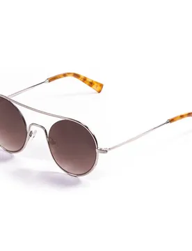 Lunettes De Soleil Polarisées Cercle Shiny Silver With Gradient Brown Lens CAT3